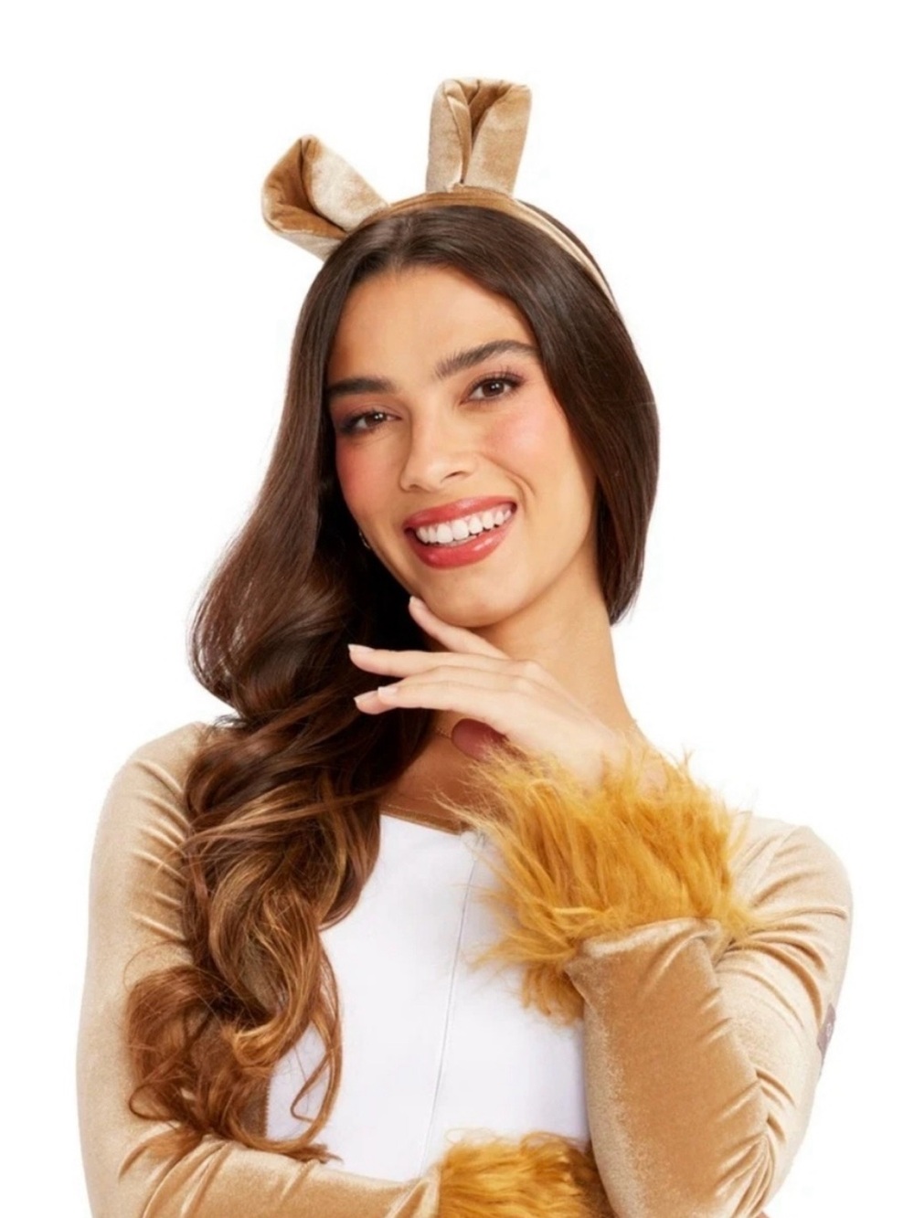 Tipsy Elves Gold Velvet lioness  Headband and onesie set.